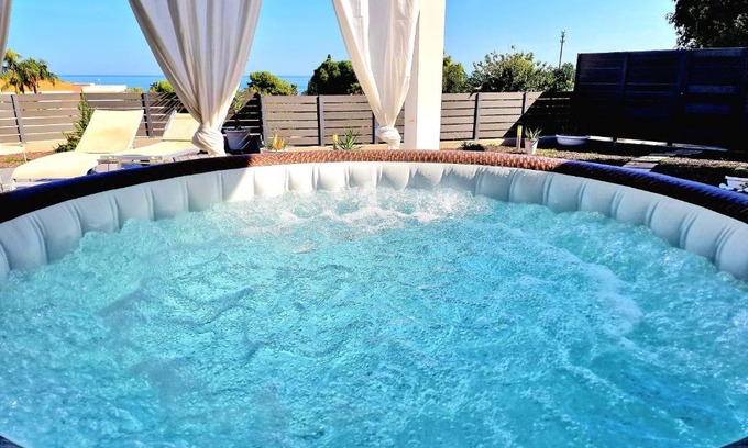 Casteldaccia Villa | Magnificent Villa Nico: Oceanfront Comfort with Pool & Hot Tub