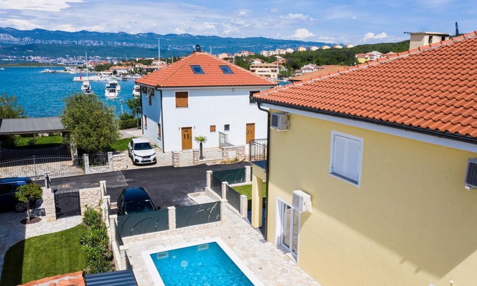 Klimno Villa | Villa Oasis: Seaview Retreat with Pool and Outdoor Kitchen