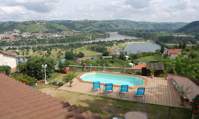 Saint-Clair-du-Rhone Villa | Villa Panoramique: Oceanfront Haven with Spa & Pool