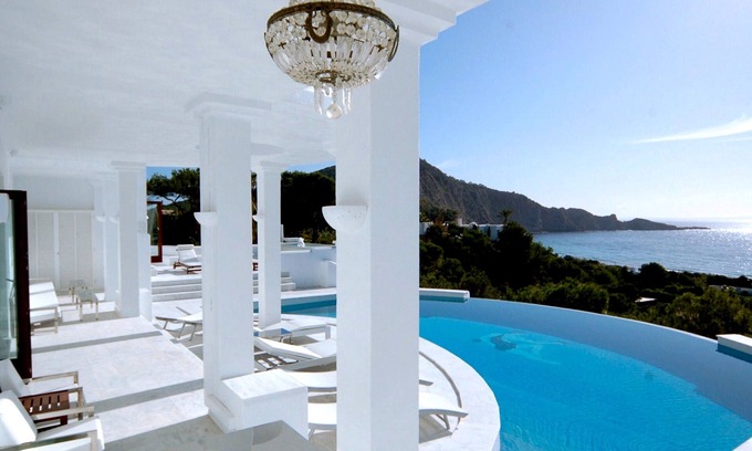 Sant Josep de sa Talaia Villa | Villa 'Rica Ibiza' with Sea View, Wi-Fi and Air Conditioning