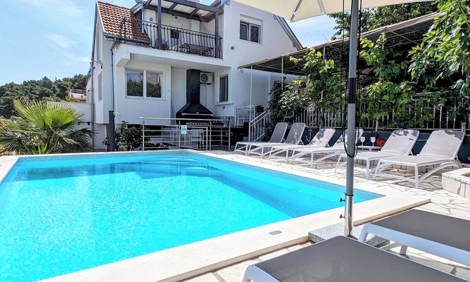 Municipality of Trogir House | Villa Rosa: Poolside Retreat Near Čiovo Beach