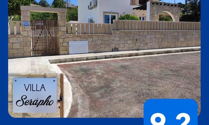 Droushia Villa | Villa Serapho: Oceanview Retreat with Pool & Breakfast