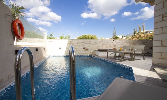 Kato Stalos Villa | Villa Sirocos: Private Eco Pool Steps from the Beach