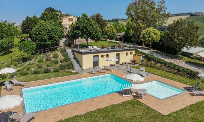 Fermo Villa | Villa Soffio: Scenic Hillside Retreat with Pool Near Coast