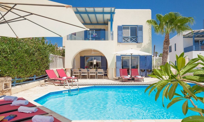 Kissonerga Villa | Villa Topaz Bay: Oceanfront Bliss with Private Pool & Spa