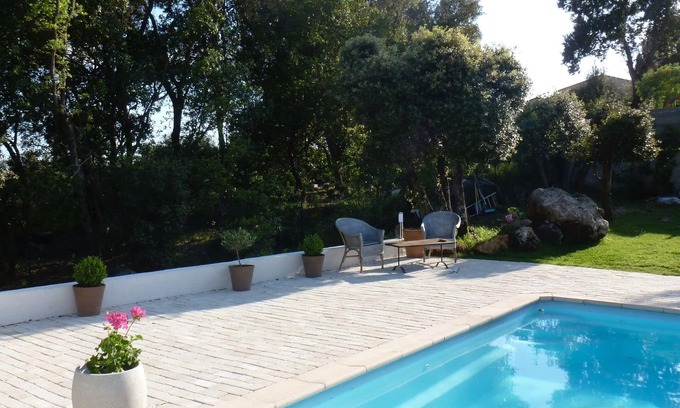 Valbonne Villa | Villa Valbonne: Serene Retreat with Ocean View & Pool