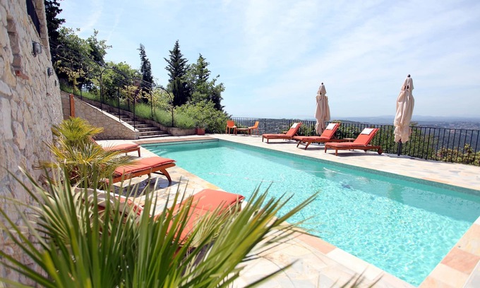 Saint-Jeannet Villa | Serene Villa with Ocean View and Private Pool Retreat