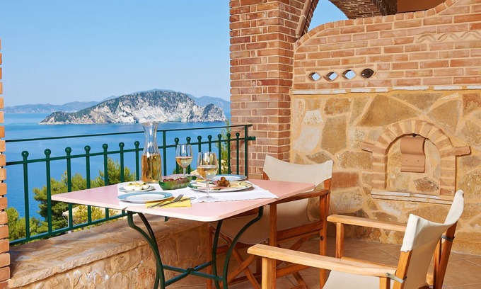 Marathias Apartment | Villas Cavo Marathia: Scenic Studio with Pool & Ocean Views