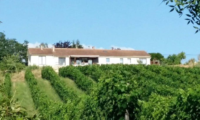Le Fleix House | Scenic Vineyard View Studio with Pool and Family Amenities