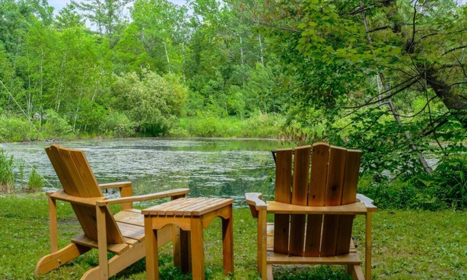 Pine City RV Rental | Unique Pondside Dome Tent with Spa Access & Family Friendly