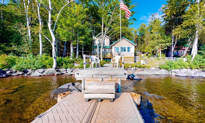 Greenville House | Scenic Lakefront Cabin with Private Dock & Pebble Beach