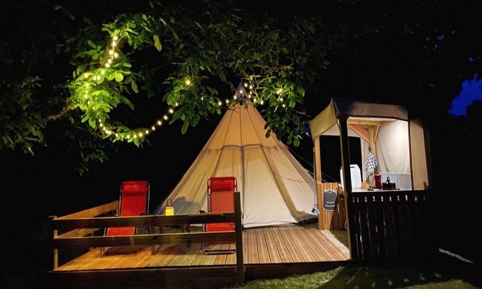 Moncrabeau RV Rental | Serene Walnut Tipi Tent: Adults-Only Retreat by the Lake