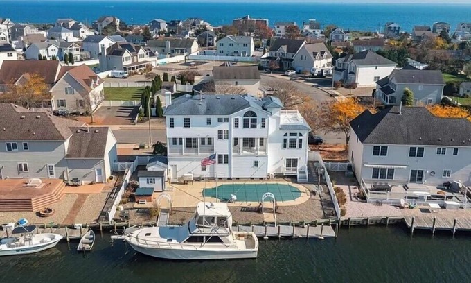 Forked River Villa | Oceanfront Retreat with Pool and Hot Tub, Steps from Beach