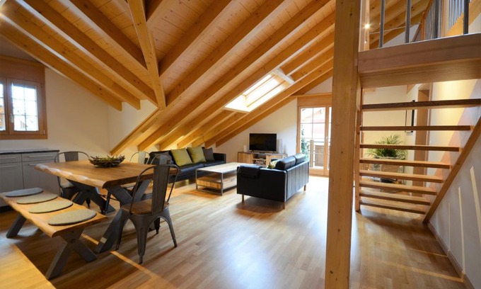 Lauterbrunnen Apartment | Relaxing Waterfall View Penthouse with 10/10 Guest Rating