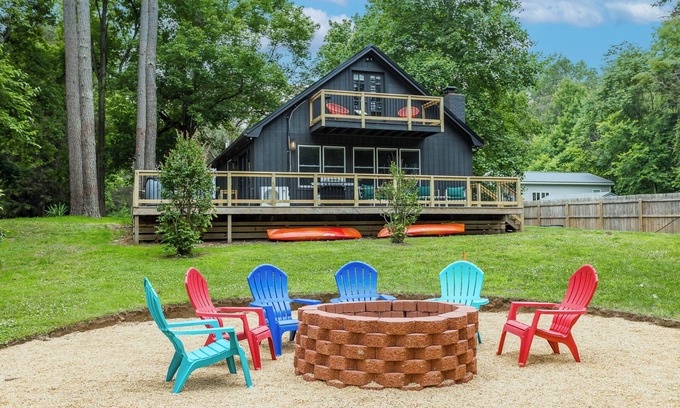 Shenandoah House | Modern Waterfront A-Frame with Hot Tub & Game Room