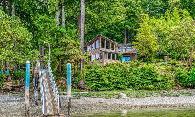 Olympia House | Waterfront retreat on 1.4 forested acres with amazing views & private dock