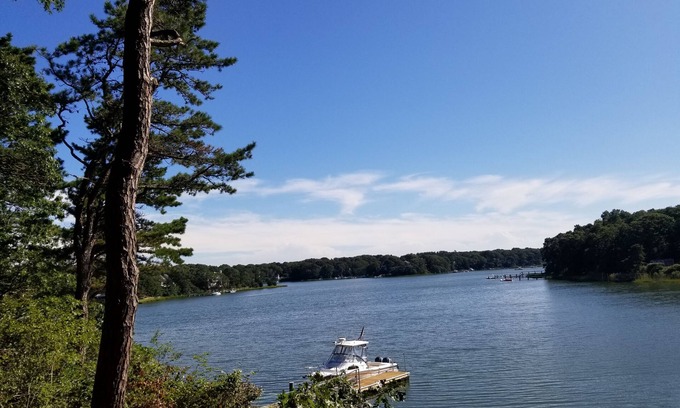 New Seabury House | Inviting Waterfront Retreat with Dock & Heated Pool