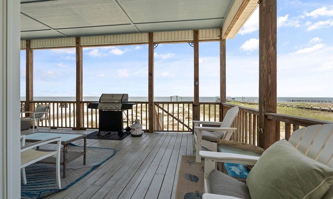 Dauphin Island House | Enjoy Oceanfront Views at West End Girl - Steps from the Beach!