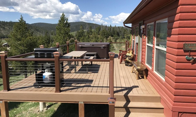Georgetown Cabin | Family-Friendly Whispering Pines Cabin with Hot Tub & Lake Views