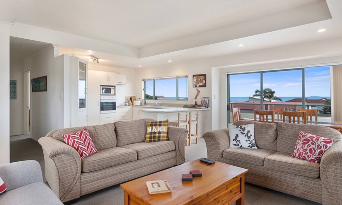 Ohope House | Oceanfront White Island Views - Top-Rated Family Retreat