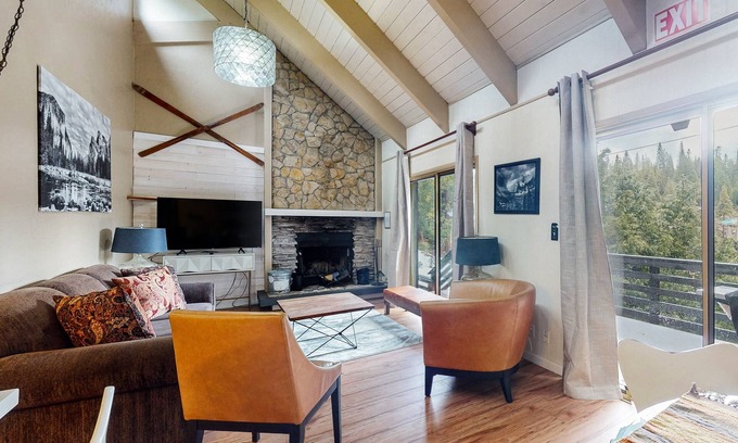 Fish Camp House | Wilderness Duplex with Fireplace, Balcony & EV Charging