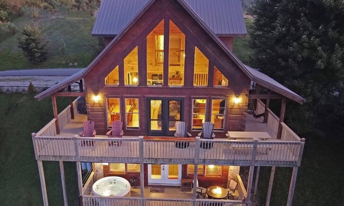 Wolf Laurel Cabin | Mountain Retreat with Hot Tub, Game Room & Firepit