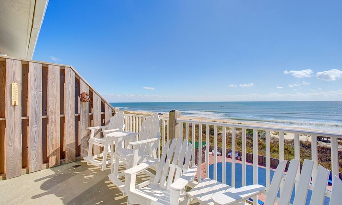 Hatteras Condo | Beachfront Oasis with Pool, Hot Tub & Ocean Views