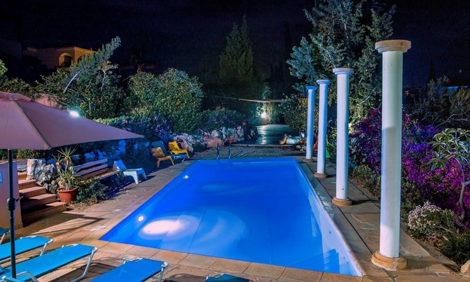 Peyia Town Villa | Serene Retreat with Private Pool and Colorful Garden