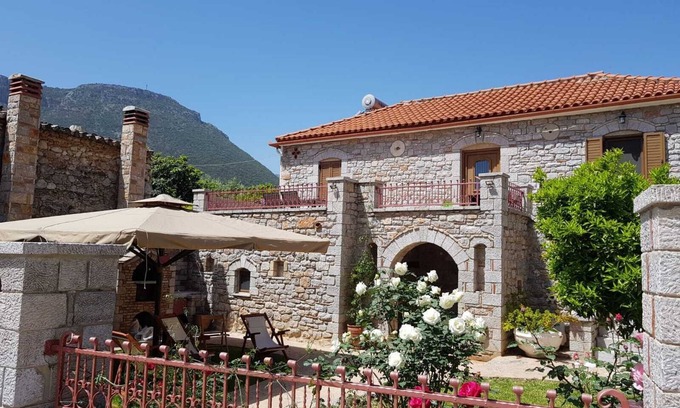 Leonidio House | Charming Restored Stone House with Ocean View & Spa