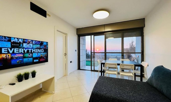 Shoresh Apartment | Scenic Yellow Equipment Apartment with Pool and Family Amenities