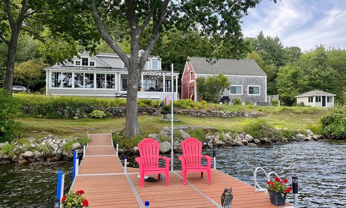 South Casco House | Inviting Lakefront Family Compound with Pool and Spectacular Views