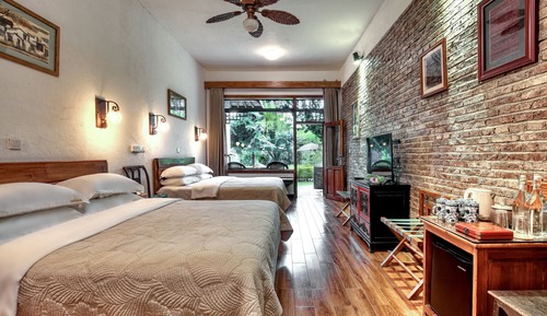 Standard Double Room, 2 Queen Beds, Terrace, River View