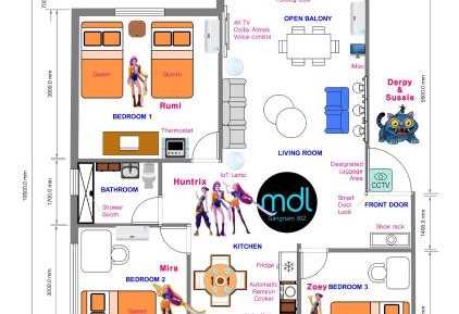 Three-Bedroom Apartment with Balcony