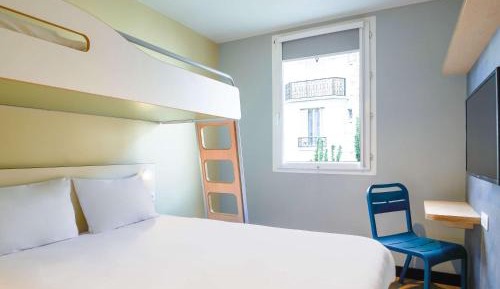Room with One Queen Bed and One Bunk Bed