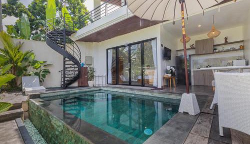 Two-Bedroom Modern Villa with Private Pool and Rice Field View