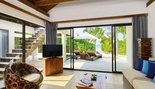 Beach Pool Villa Sunset, Living space, Sunbed & Swing, daily free flow chocolate hour, free snorkeling gear & non-motorized water sports