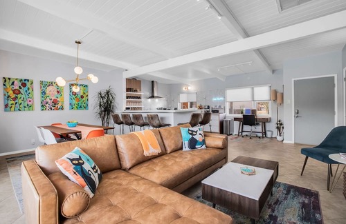 Palm Springs House | Artful Dog-Friendly Retreat with Private Pool & Entertainer's Patio