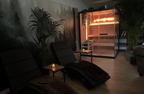 Ahlen Apartment | Indulgent Wellness Suite with Hot Tub and Sauna Escape