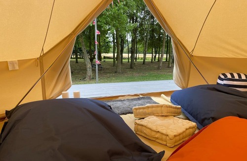 Toppesfield RV Rental | Unique Bell Tent Retreat: Private Kitchen & Countryside Bliss