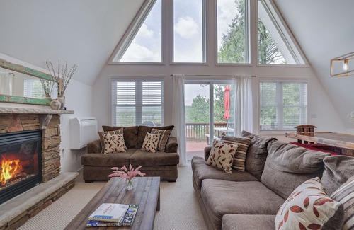 Lake Ariel Ski Chalet | Lakefront A-Frame Paradise with Breathtaking Ocean Views