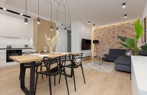 Bielany Apartment | Chic Loft Apartment with Parking and Breakfast Included