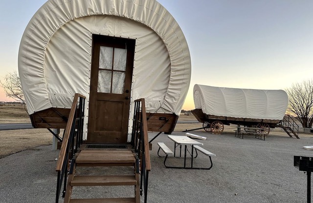 Lovely Conestoga-Style Covered Wagon for Glorious Glamping on Farm in Oklahoma