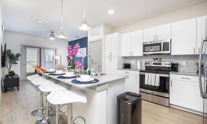 Lewisville Apartment | Stylish 1BD Oasis with Pool, Fitness & Workspace Appeal