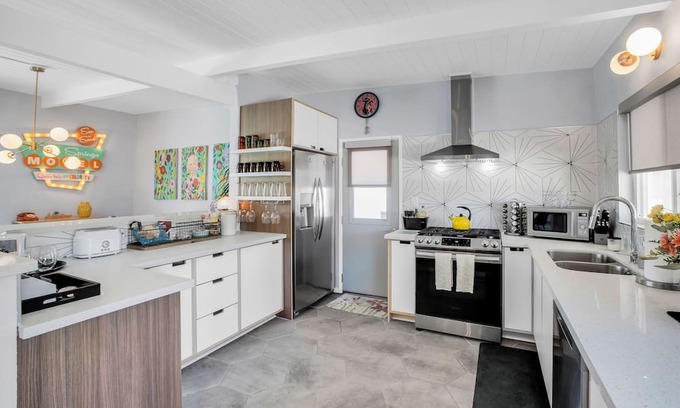 Palm Springs House | Artful Dog-Friendly Retreat with Private Pool & Entertainer's Patio