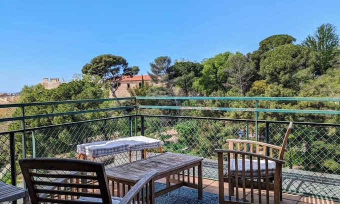 Les Cinq Avenues Apartment | Bright Apartment with Terrace, Pet-Friendly and Spa Access