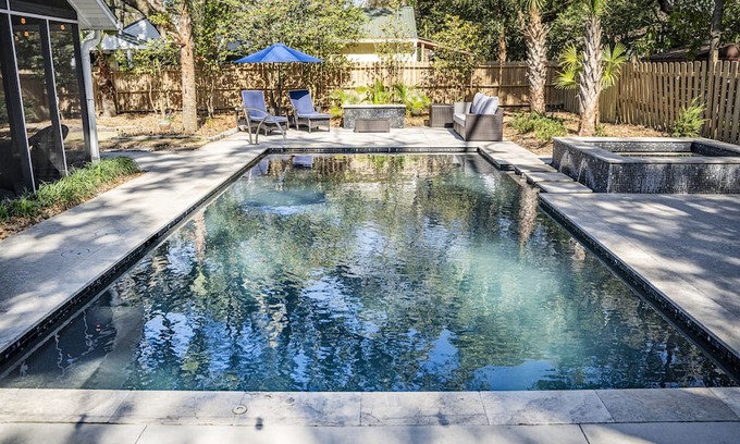 Old Village House | Private Pool Retreat Steps from the Beach with Ocean Views