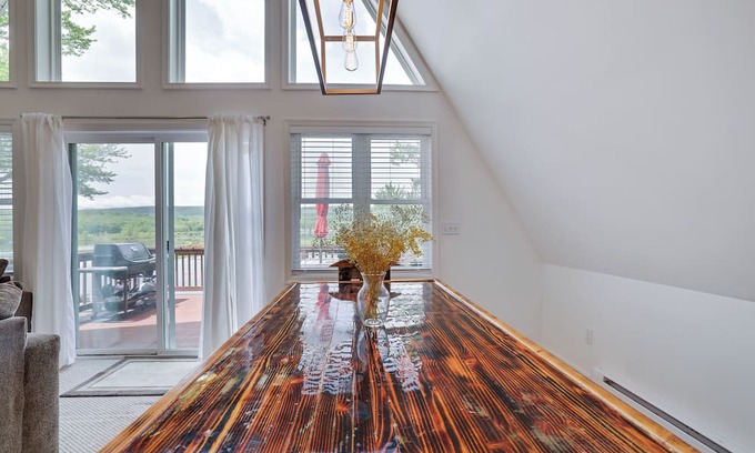 Lake Ariel Ski Chalet | Lakefront A-Frame Paradise with Breathtaking Ocean Views