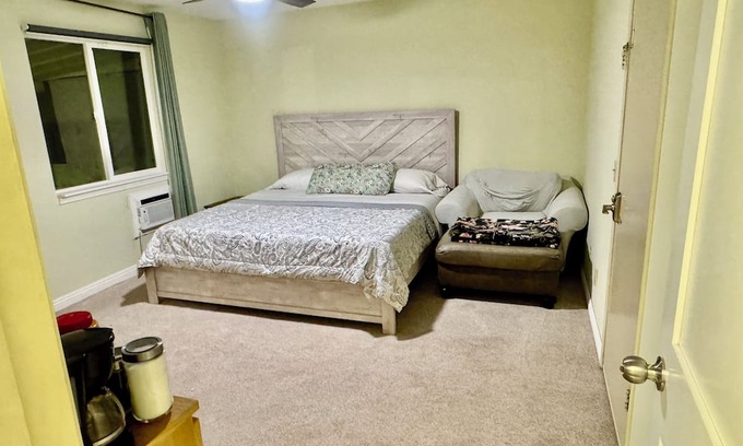 South Redlands House | Master bedroom with separate entrance and private deck-no cleaning fee